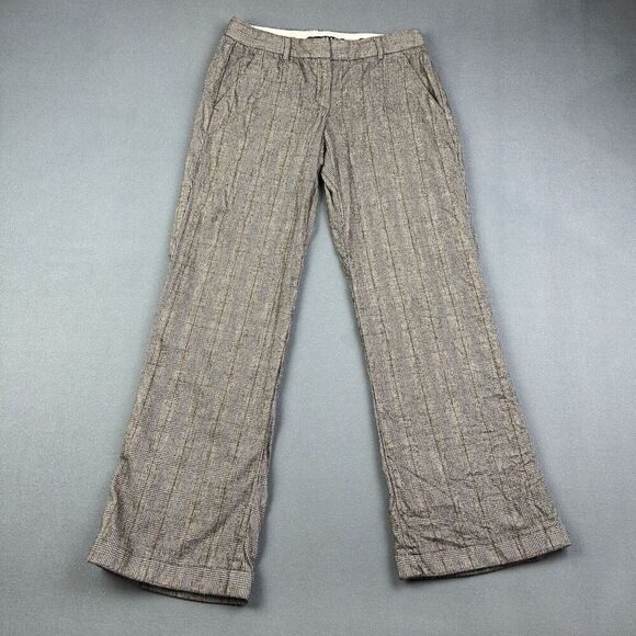 Theory Pants Womens 4 Black Plaid Wide Leg Flare Career Office Flannel Trouser* - Picture 1 of 16